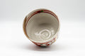 Japanese Matcha Bowl - Floral Ido-gata Chawan - 500ml - top-down view into the white-glazed interior
