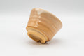 Japanese Teacups - Pair of Beige Asagao-gata Hagi-yaki Yunomi - 110ml - one cup inverted to show the foot