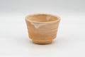 Japanese Teacups - Pair of Beige Asagao-gata Hagi-yaki Yunomi - 110ml - front view of both teacups
