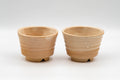 Japanese Teacups - Pair of Beige Asagao-gata Hagi-yaki Yunomi - 110ml - the pair of Hagi yunomi shown side by side