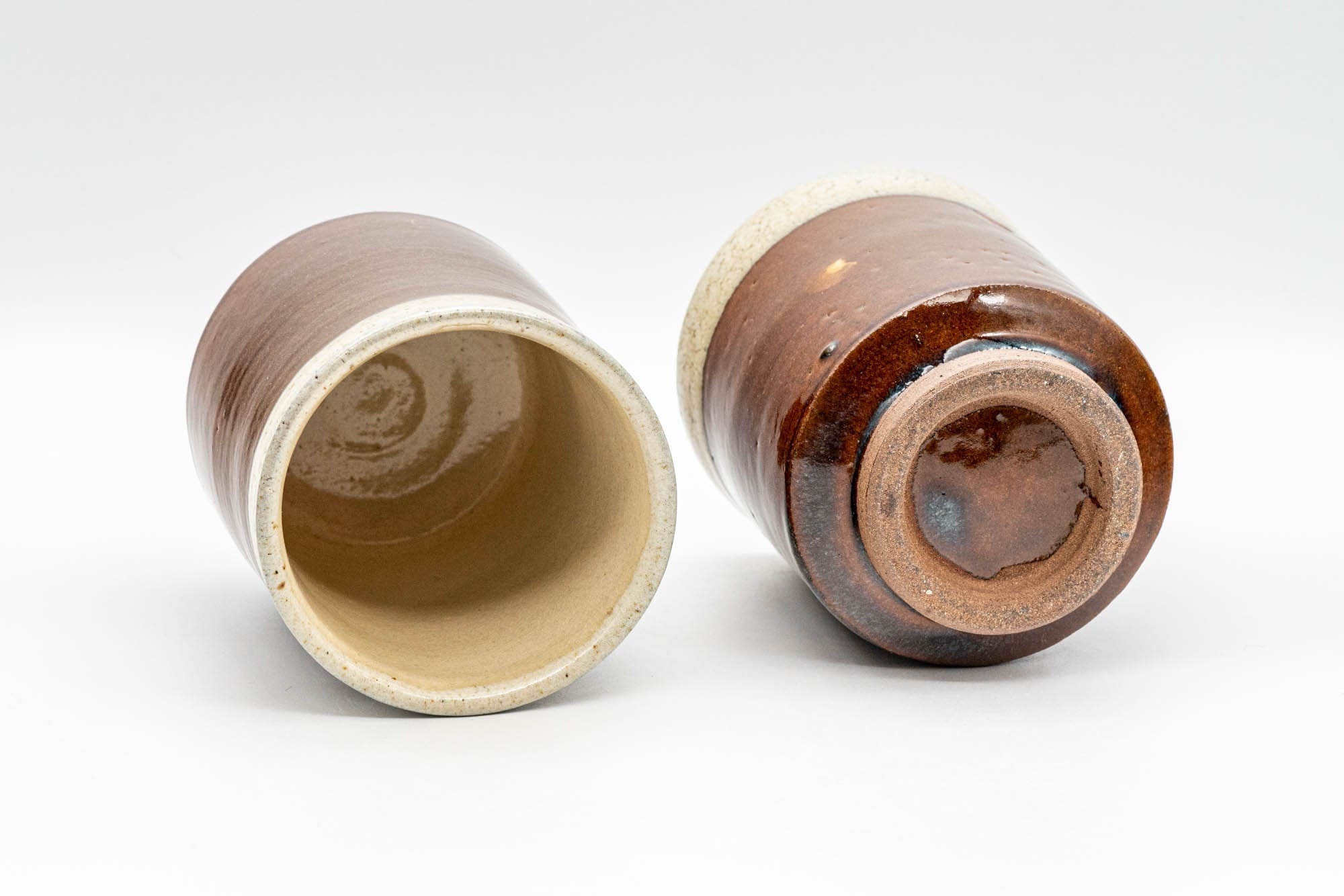 Japanese Teacups - Pair of Drip-Glazed Tsutsu-gata Yunomi - 220ml
