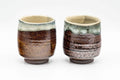 Japanese Teacups - Pair of Brown and White Drip-Glazed Yunomi - 210ml - Tezumi