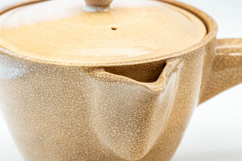 Tezumi — Japanese Kyusu - Houhin-style Hagi-yaki Do-ake Teapot - 320ml — side profile showing the spout and handle