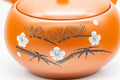 Tezumi — Japanese Kyusu - Plum Blossom Tokoname-yaki Teapot - 350ml — closeup of the decoration