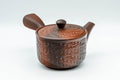 Tezumi — Japanese Kyusu - Basket-patterned Tokoname-yaki Teapot - 275ml — side view with the lid and side handle