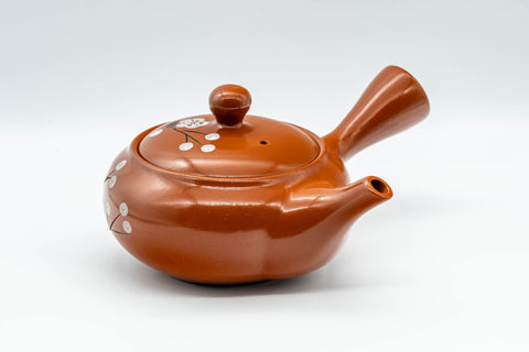 Japanese Kyusu - Engraved Plum Blossoms Tokoname-yaki Teapot - 350ml - Tezumi