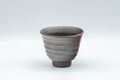 Japanese Teacups - Set of 4 Banko-yaki Senchawan - front view of a single ribbed cup