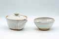 Tezumi — Japanese Tea Set - 赤膚山 Akiyama Kiln - Houhin Teapot and Katakuchi Water Cooler — the full set arranged together