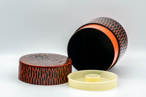 Tezumi — Japanese Chazutsu - Textured Lacquer Tea Canister - 300ml — top-down view showing the interior