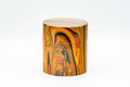 Tezumi — Japanese Chazutsu - Orange Marbled Lacquer Tea Canister - 200ml — front view with the lid on