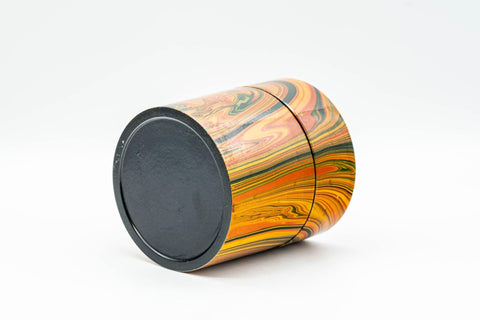 Tezumi — Japanese Chazutsu - Orange Marbled Lacquer Tea Canister - 200ml — additional view