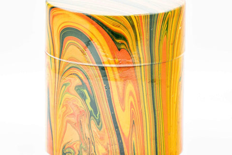 Tezumi — Japanese Chazutsu - Orange Marbled Lacquer Tea Canister - 200ml — another angle