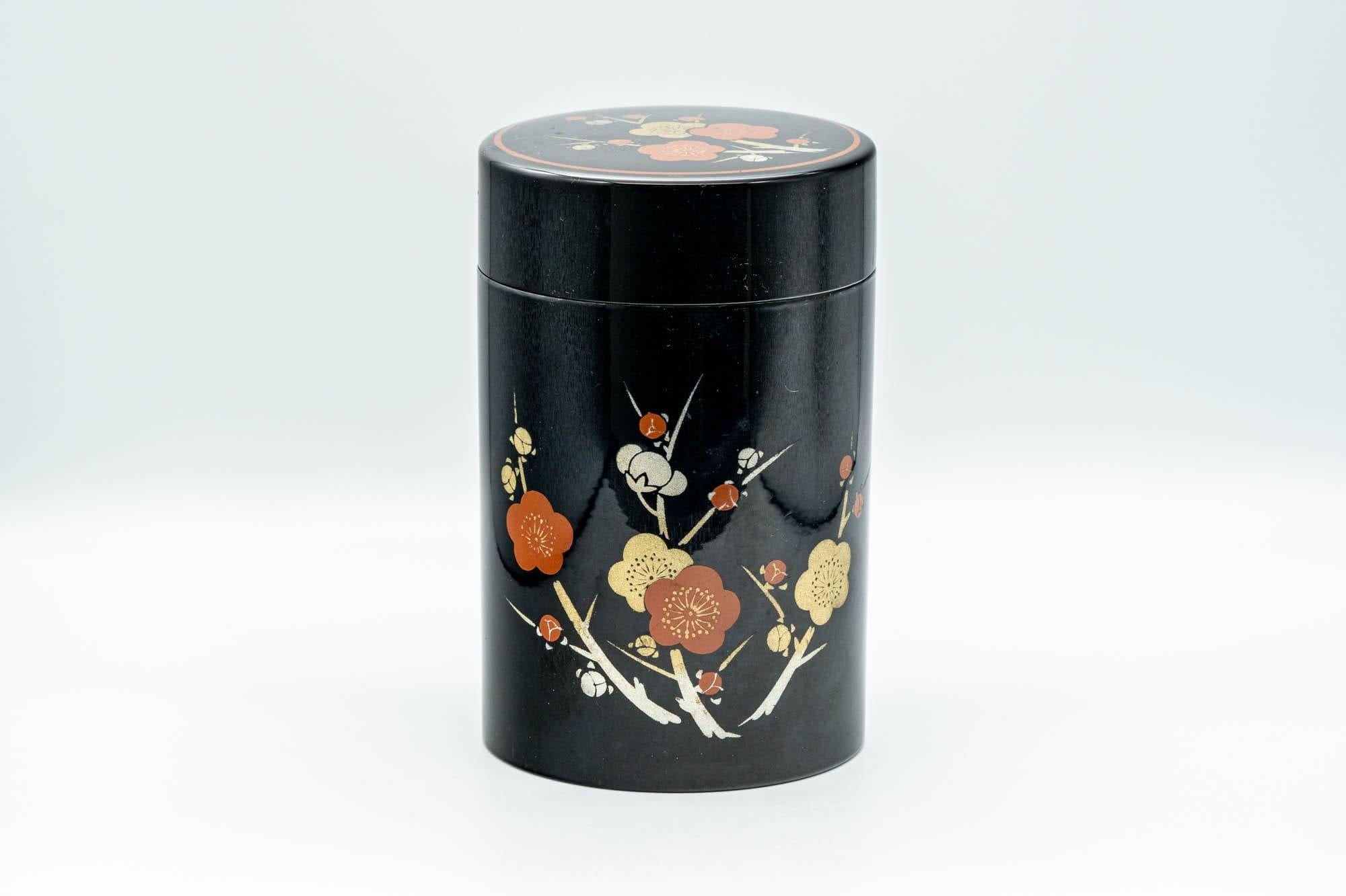 Japanese Chazutsu - Plum Blossoms Lacquer Tea Canister - 450ml - Tezumi