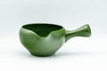Japanese Yuzamashi - Green Ryokudei Tokoname-yaki Water Cooler - 300ml - rear three-quarter view showing the body and handle