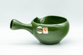 Japanese Yuzamashi - Green Ryokudei Tokoname-yaki Water Cooler - 300ml - three-quarter front view showing the pouring spout and side handle