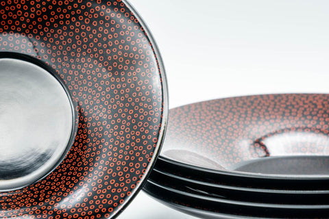 Japanese Chataku - 七々子塗 Nanako-nuri Urushi Lacquer Tea Saucers - Tezumi