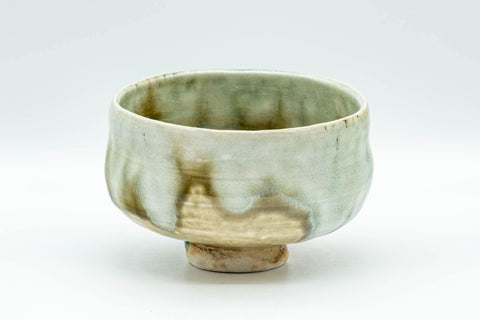Tezumi — Japanese Matcha Bowl - Green Ash Drip-Glazed Hantsutsu-gata Chawan - 400ml — front view