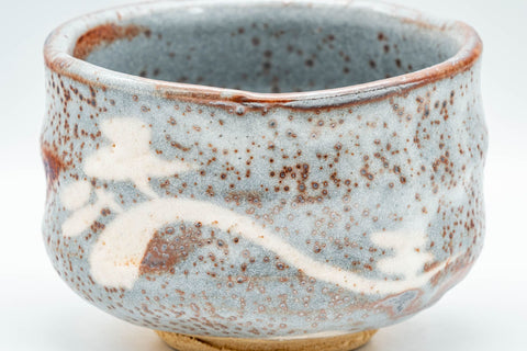 Japanese Matcha Bowl - Tall Yuzuhada Shino Glazed Hantsutsu-gata Chawan - 500ml