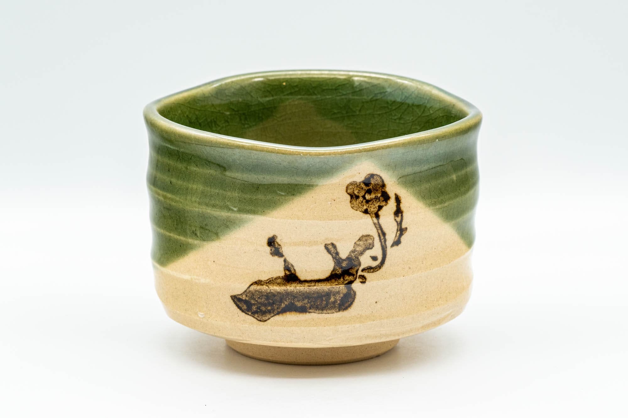 Japanese Matcha Set - Oribe-yaki Chawan with Bamboo Chasen Whisk and Chashaku Scoop - 450ml