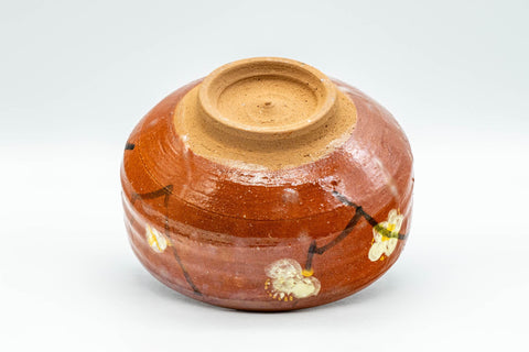 Japanese Matcha Bowl - Red Ume Hantsutsu-gata Chawan - 300ml - underside view showing the foot