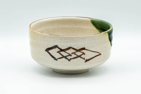 Japanese Matcha Set - 織部焼 Waisted Oribe-yaki chawan with Bamboo Chasen Whisk and Chashaku Scoop - 400ml