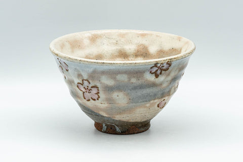 Japanese Matcha Bowl - Happy Rabbits Sakura Gohonte Chawan - 200ml - side view showing the gohonte spotting