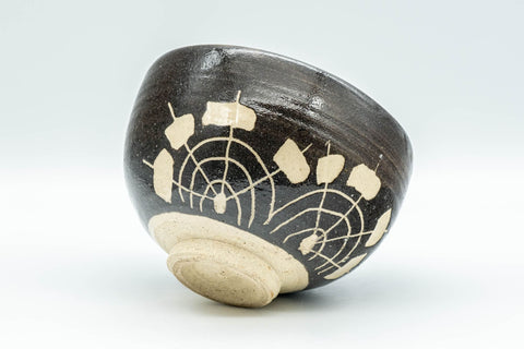 Japanese Matcha Bowl - Black and White Wan-nari Chawan - 300ml