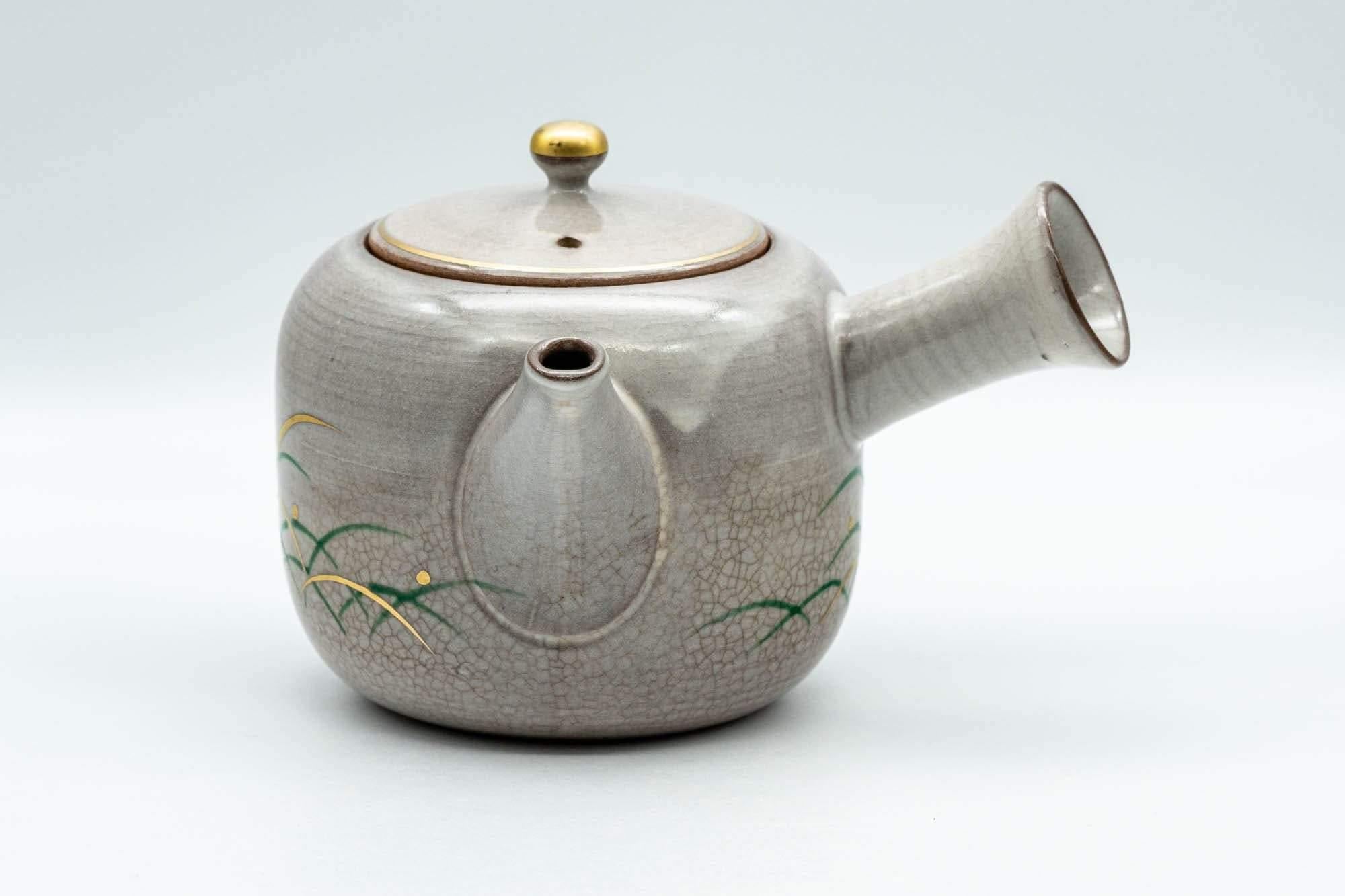 Japanese Kyusu - Grey Glazed Gold Decorated Debeso Teapot - 350ml - Tezumi