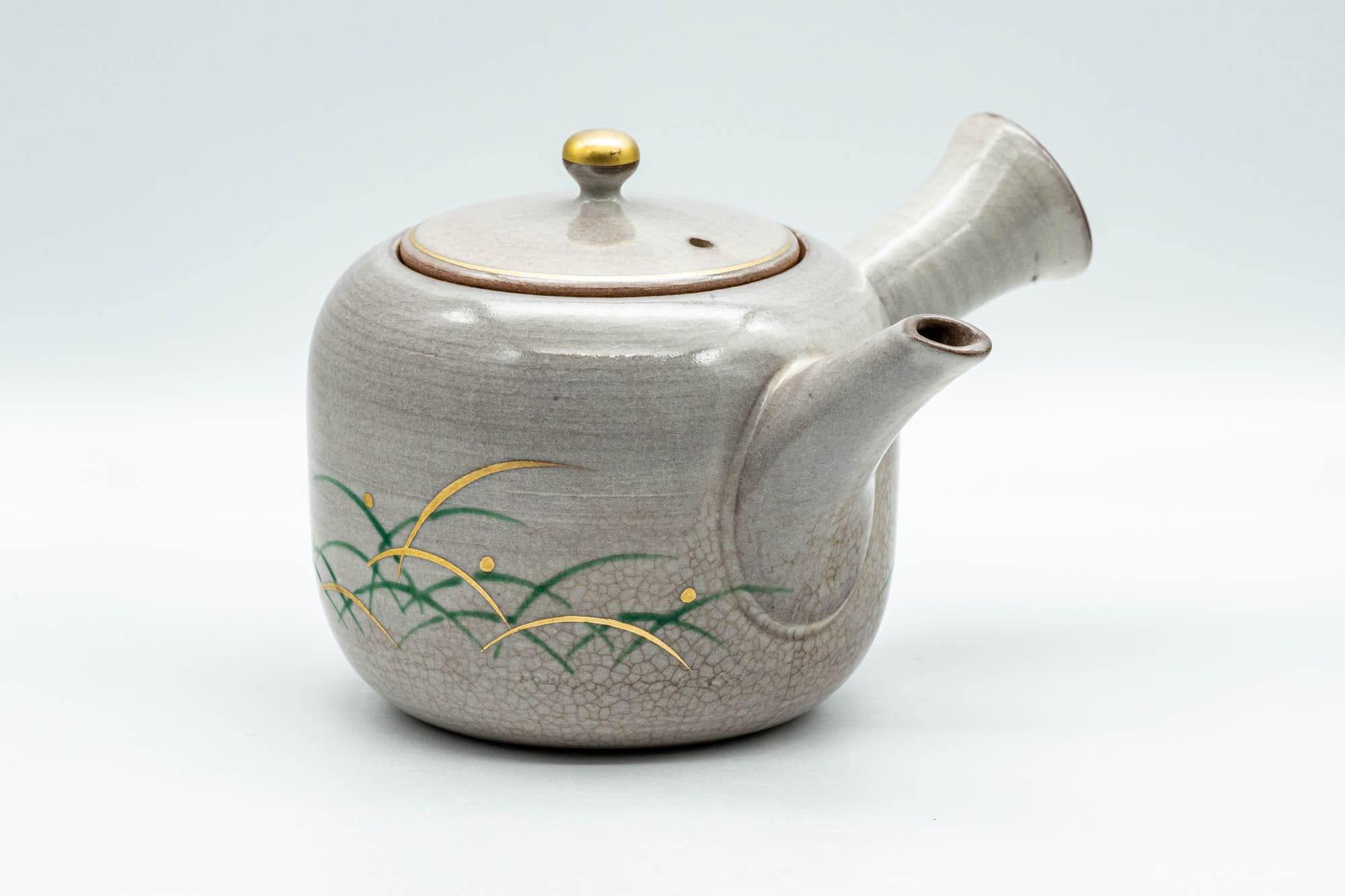 Japanese Kyusu - Grey Glazed Gold Decorated Debeso Teapot - 350ml - Tezumi