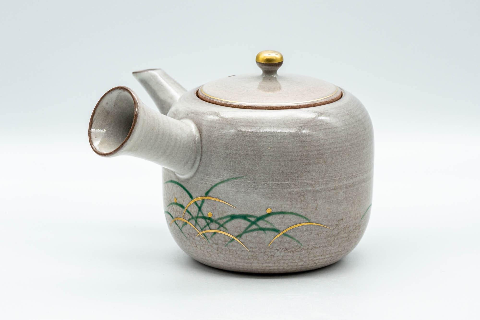 Japanese Kyusu - Grey Glazed Gold Decorated Debeso Teapot - 350ml - Tezumi