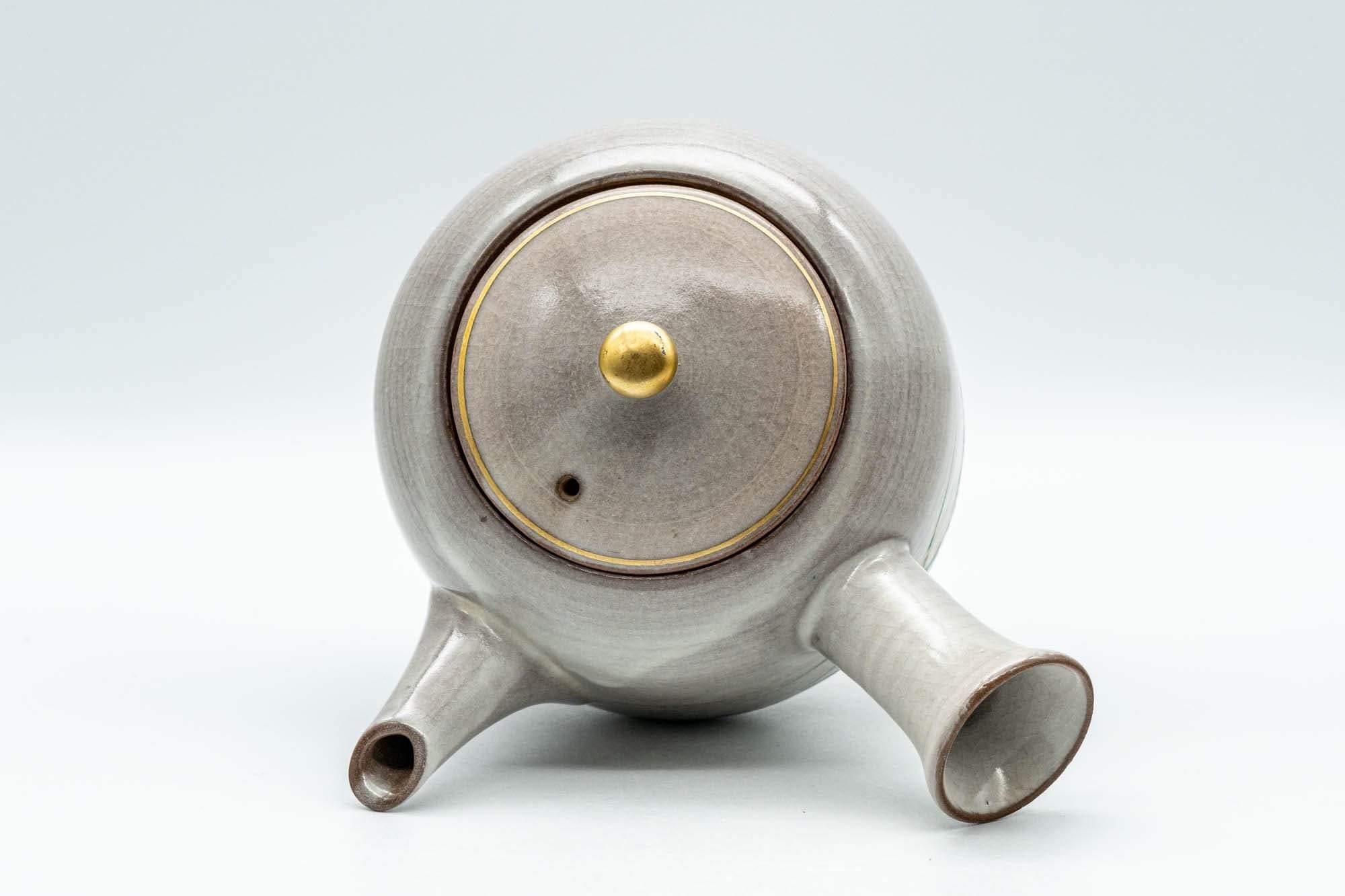 Japanese Kyusu - Grey Glazed Gold Decorated Debeso Teapot - 350ml - Tezumi