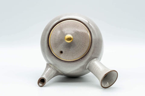 Tezumi — Japanese Kyusu - Grey Glazed Gold Decorated Debeso Teapot - 350ml — interior view showing the filter