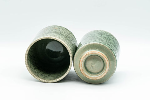 Japanese Teacups - Pair of Meoto Obori Soma-yaki Yunomi