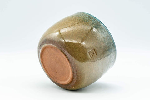 Japanese Matcha Bowl - Beige and Blue Crazed Glaze Chawan - 350ml - Tezumi