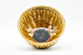 Tezumi — Japanese Matcha Bowl - Yellow and Brown Drip-Glazed Chawan - 350ml — three-quarter view