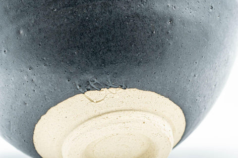 Tezumi — Japanese Matcha Bowl - Matte Black Tenmoku-gata Chawan - 350ml — inverted showing the foot ring