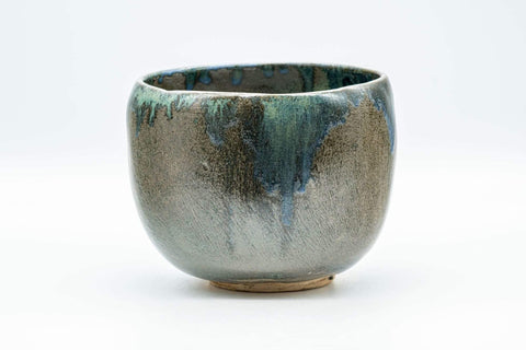 Japanese Matcha Bowl - Blue Drip-Glazed Tsutsu-gata Chawan - 600ml - Tezumi