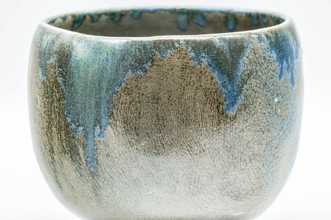 Japanese Matcha Bowl - Blue Drip-Glazed Tsutsu-gata Chawan - 600ml - Tezumi