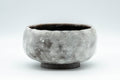 Japanese Matcha Bowl - Snowy Wabi-Sabi Hantsutsu-gata Chawan - 300ml - front view of the snowy white wabi-sabi bowl