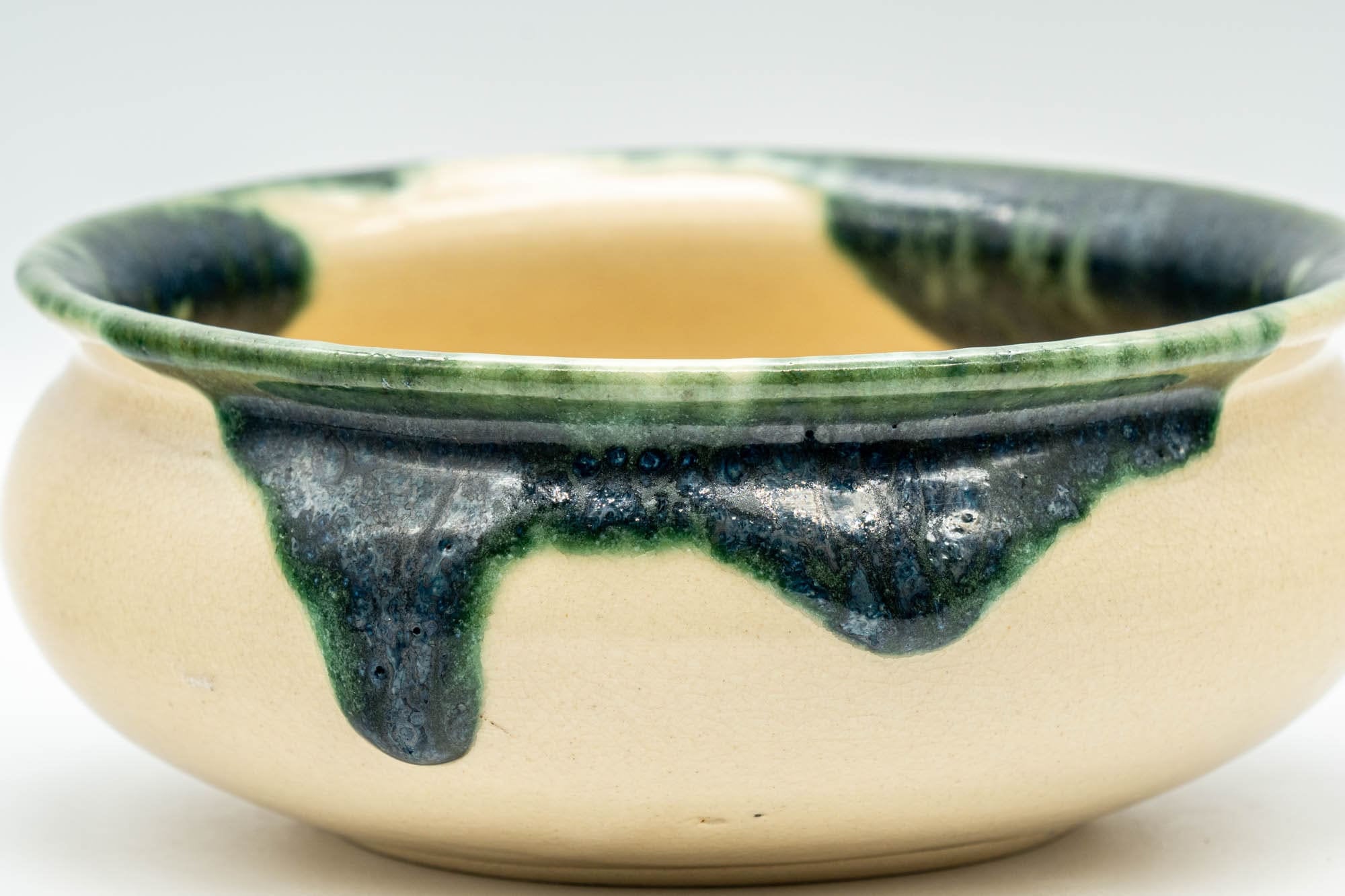Japanese Kensui - Drip Glazed Oribe-yaki Water Bowl - 350ml - Tezumi