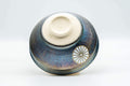 Tezumi — Japanese Matcha Bowl - 三代 北本博 Hiroshi Kitamoto III Tenmoku Glazed Gold Kyo-yaki Chawan - 300ml — top-down view of the interior