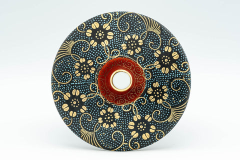 Japanese Teacup - 九谷焼 Floral Aochibu Kutani-yaki Porcelain Lidded Yunomi - 120ml