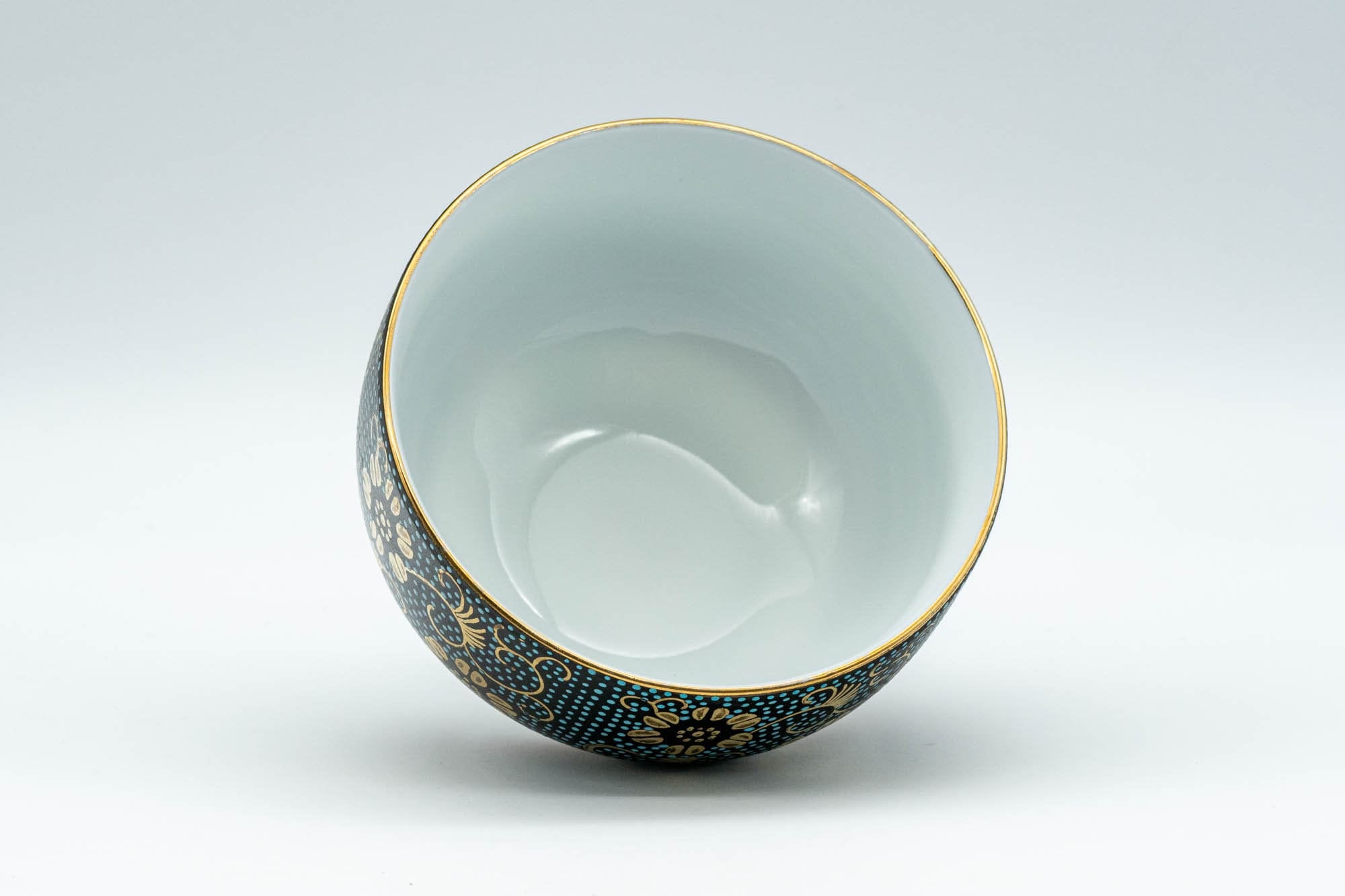 Japanese Teacup - 九谷焼 Floral Aochibu Kutani-yaki Porcelain Lidded Yunomi - 120ml