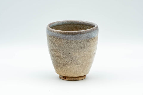Japanese Teacup - Sadatsugu Shinjo, Sukeemon Kiln - Beige Glazed Hagi-yaki Yunomi - 150ml - front view of the tall beige Hagi-yaki teacup