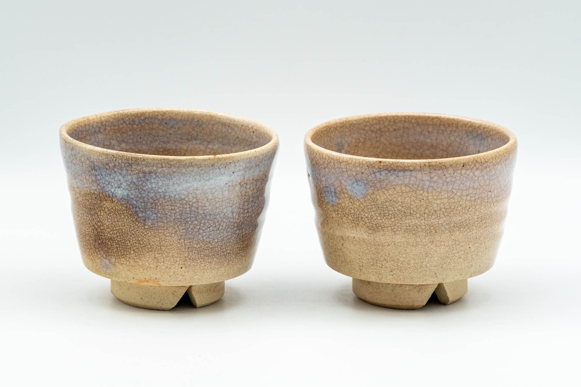 Japanese Teacups - Pair of Sori-gata Hagi-yaki Yunomi - 110ml