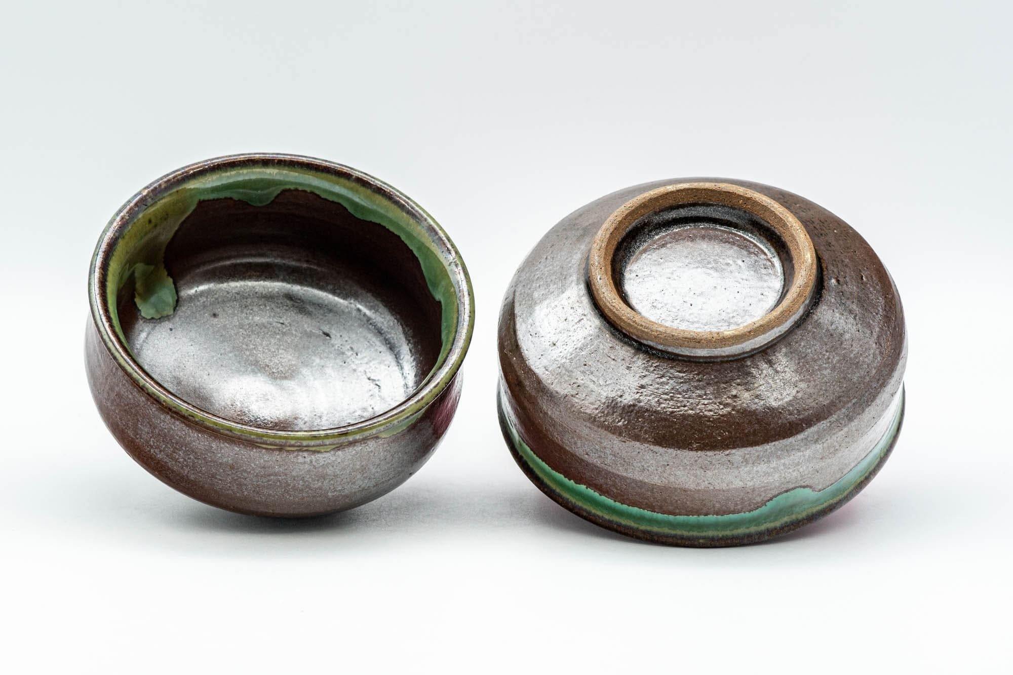 Japanese Teacups - Pair of Brown and Green Drip-Glazed Yunomi - 100ml - Tezumi