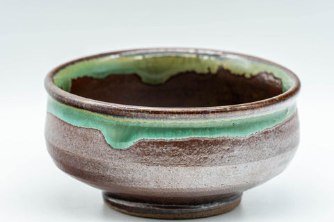Japanese Teacups - Pair of Brown and Green Drip-Glazed Yunomi - 100ml - Tezumi