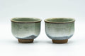 Tezumi — Japanese Teacups - Pair of Green Drip-Glazed Yunomi - 100ml — front view