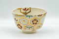 Japanese Matcha Bowl - Floral Gold Painted Kyo-yaki Chawan - 350ml - Tezumi