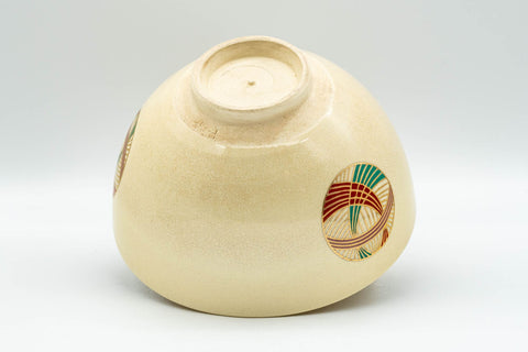 Japanese Matcha Bowl - Geometric Wan-nari Kyo-yaki Chawan - 350ml